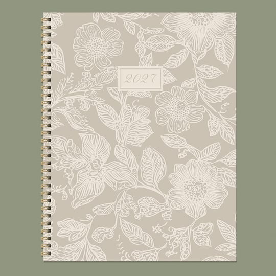 2027 Cream & Taupe Large Weekly Monthly Planner